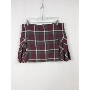 Lands End Plaid Pleated Mini Skirt Schoolgirl Grunge Whimsigoth Academia A048